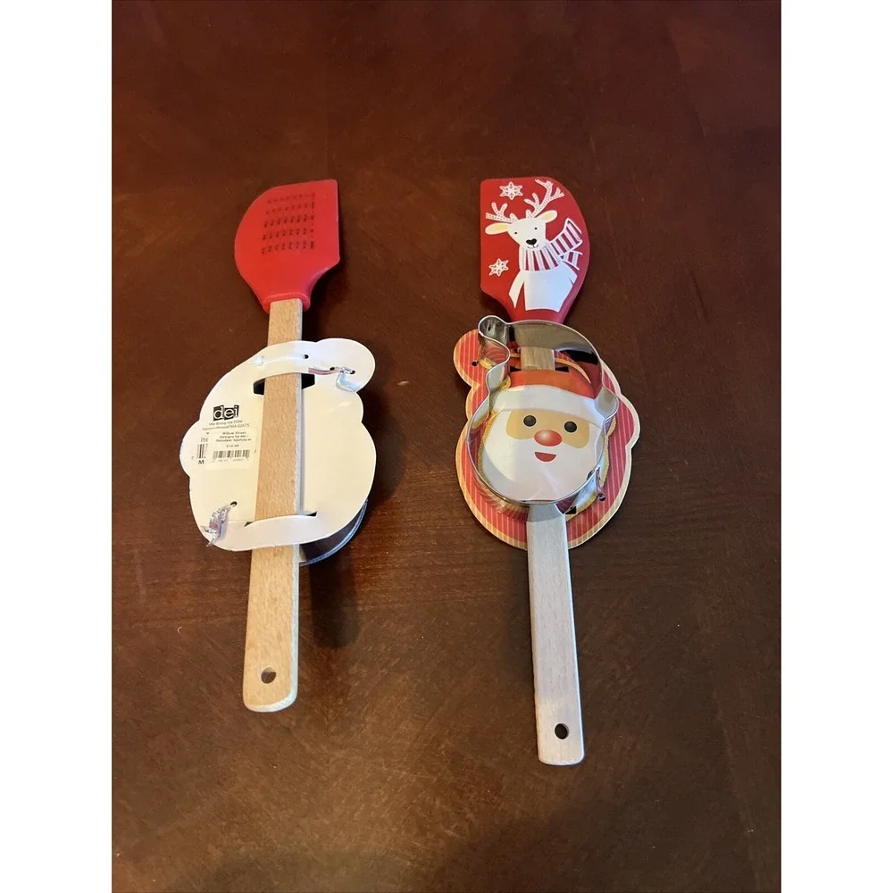 Spatula Christmas Reindeer & Santa Shaped Cookie Cutter Set of 2 Kitchen Holiday